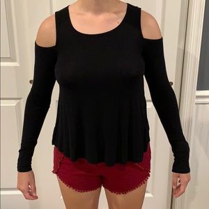 Black Shoulder Cut Top